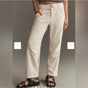 Anthropologie The Wanderer Relaxed-Leg Corduroy Pants by Pilcro size 27 Cream